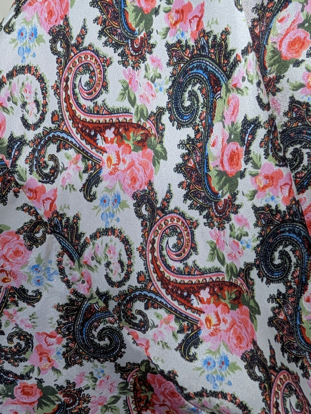 VINTAGE PAISLEY FLORAL ROBE KIMONO STYLE BELTED LOUNGEWEAR SOFT FEMININE LOOK - Picture 6 of 6